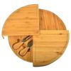 Bamboo Cheese Board with Cheese Knife Set 37 Cm Cheese Plate Rotating Serving Plate for Cheese and Appetizers