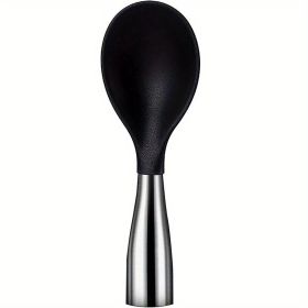 Non-Stick, Silicone Standing Rice Spoon and Paddle; Stainless Steel Handle, Round Edge, Non-Rust Spatula