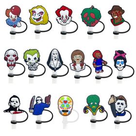 Scary Clown Design Reusable Silicone Straw Tip Caps (6-piece)