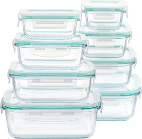 8 Pack Glass Food Storage Containers with Airtight Lids, Glass Meal Prep Containers, Lunch Office Meal for Microwave, Oven, Freezer and Dishwasher