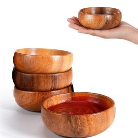 10 pcs Acacia Wooden Bowls Small Calabash Bowls Carved Calabash Dip Trays for Serving Popcorn Pasta Candy Cereal Coconut Nuts Sauce Appetizers Kitchen