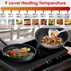 Dual-head induction cooker – a portable desktop model featuring touch control, 4000W heating capacity, 9 temperature and power settings