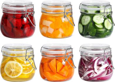 Airtight Glass Jars with Lids 17oz Small Food Storage Container Set of 6 - Airtight Canister with Clear Preserving Seal Wire Clip Fastening for Kitche