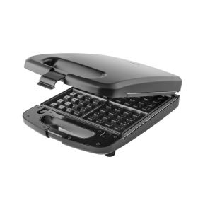 4-Slice Waffle Maker, Removable Plates, Black Matte