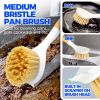 3 Pack Dish Brush Set with Bamboo Handle, Kitchen Brushes for Cleaning Pot, Sink and Stove