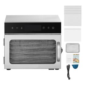 Food Dehydrator Machine, 6 Stainless Steel Trays, 400W Electric Food Dryer with Adjustable Temperature & 24-Hour Timer, Freeze Dryer for Jerky, Meat
