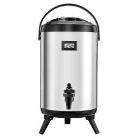 Insulated Beverage Dispenser, 2 Gal/7.6L Stainless Steel Thermal Drink Server with Spigot & Temp Display, Suitable for Hot and Cold Drinks