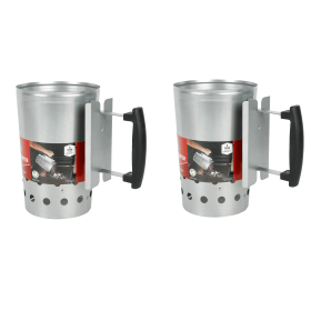 Charcoal Chimney Starter for Outdoors, with Safety Handle (2 Pack)