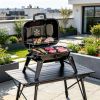 Black 14" Portable Grill, Small Charcoal Grill for Outdoor Cooking, BBQ, Camping, Enamel Coated, Folding Legs