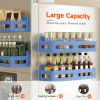 4 Pack Strong Magnetic Spice Rack for Refrigerator, Multipurpose Magnetic Shelf for Fridge with 4 Hooks for kitchen and Bathroom Organization, Blue