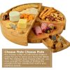 Bamboo Cheese Board with Cheese Knife Set 37 Cm Cheese Plate Rotating Serving Plate for Cheese and Appetizers