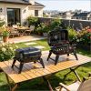 Black 14" Portable Grill, Small Charcoal Grill for Outdoor Cooking, BBQ, Camping, Enamel Coated, Folding Legs