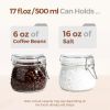 Airtight Glass Jars with Lids 17oz Small Food Storage Container Set of 6 - Airtight Canister with Clear Preserving Seal Wire Clip Fastening for Kitche