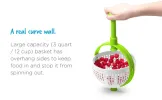 Spina Easy-To-Use Salad Spinner, Non-Scratch, Nylon Spinning Colander, Lettuce Spinner, Colander with Collapsible Handle, Green