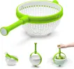 Spina Easy-To-Use Salad Spinner, Non-Scratch, Nylon Spinning Colander, Lettuce Spinner, Colander with Collapsible Handle, Green