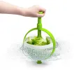 Spina Easy-To-Use Salad Spinner, Non-Scratch, Nylon Spinning Colander, Lettuce Spinner, Colander with Collapsible Handle, Green