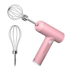 Re-chargeable, Wireless, 3-Speed Food Mixer. Ideal for Eggs, Baking Dough, Whipping Cream. (Color: Pink)