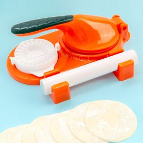 Set/3pcs; Household Dumpling Leather Mold; Handmade Dumpling Artifact; Rolling Pin Three-piece Set Of Small Tools; Kitchen Supplies (Color: Orange)