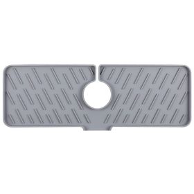 Silicone Kitchen Sink Splash Guard Drain/Drying Mat Pad (Color: Grey)