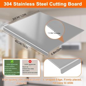 XXL 304 Stainless Steel Cutting Board  Anti-Slip & Mildew-Proof! No More Moldy Wooden Boards | Heavy-Duty & Food-Safe, Easy to Clean â€“ Chop Meat (size: 30CM*40CM)