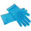 1 Pair Magic Silicone Brush Dishwashing Gloves Cleaning Sponge Pet Scrubber Heat Resistant Wash Gloves
